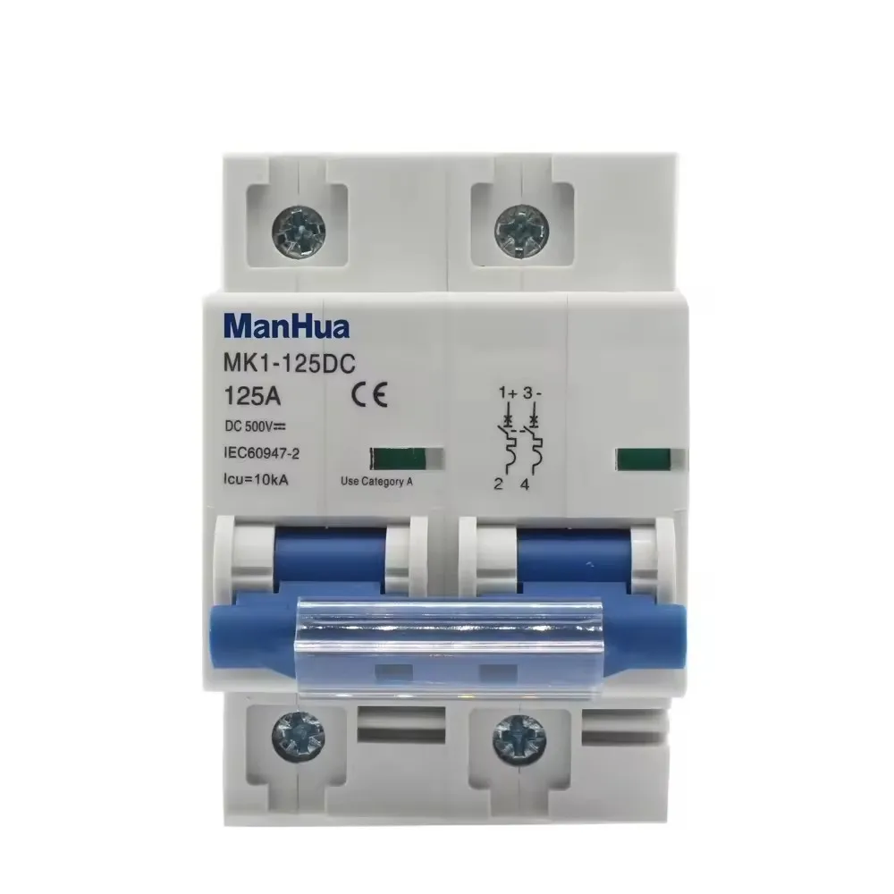 

Double 2 Poles DC 500V MK1-125 80A 100A 125A MCB Household Air Switch Machine 10KA Overload Protection Miniature Circuit Breaker