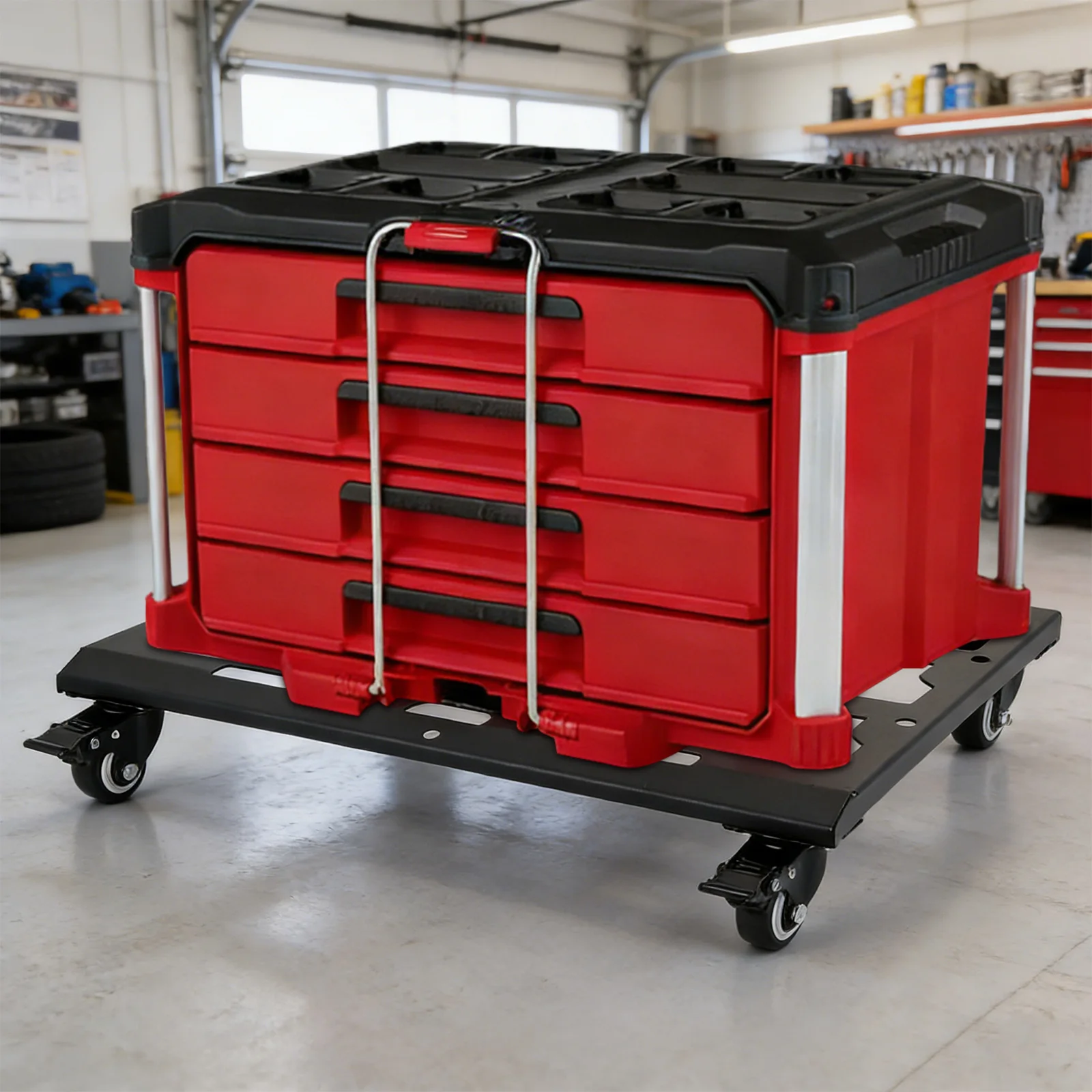 

Heavy Duty Tool Box Dolly Carbon Steel Frame Dolly Furniture Lifter Dollys Compatible with Mil Waukee Packout Toolboxes Dolly