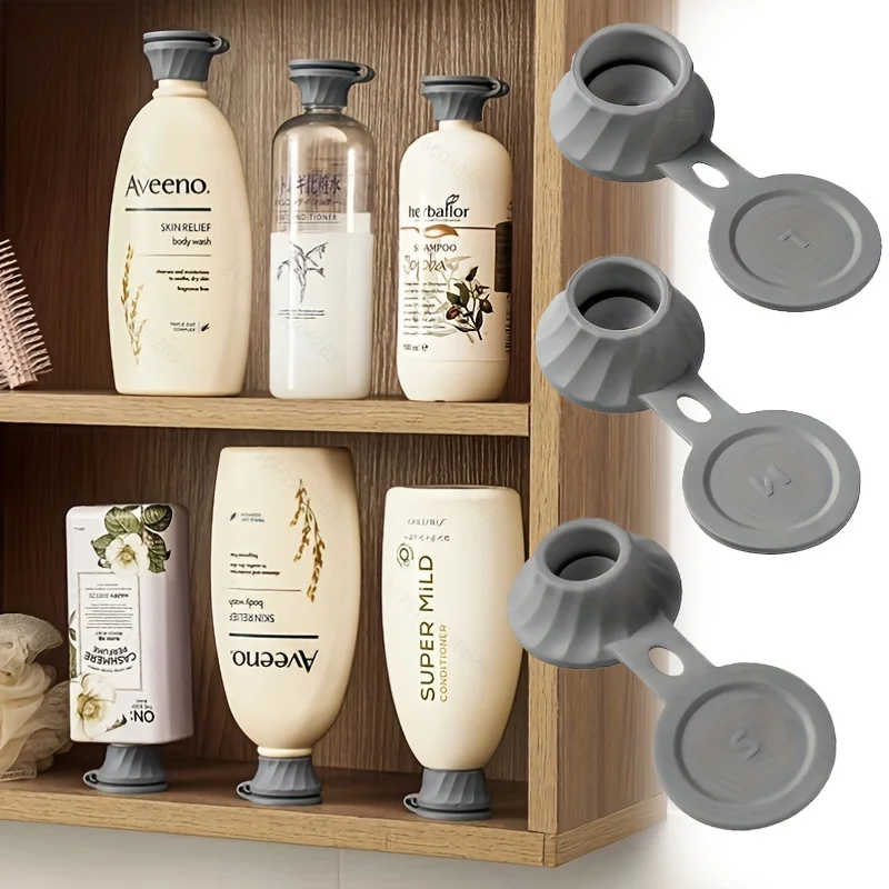 1set Vertical Bottle Stand Cap Set for Shampoo, Conditioner, Shower Gel, Leak-Proof Flip-Top