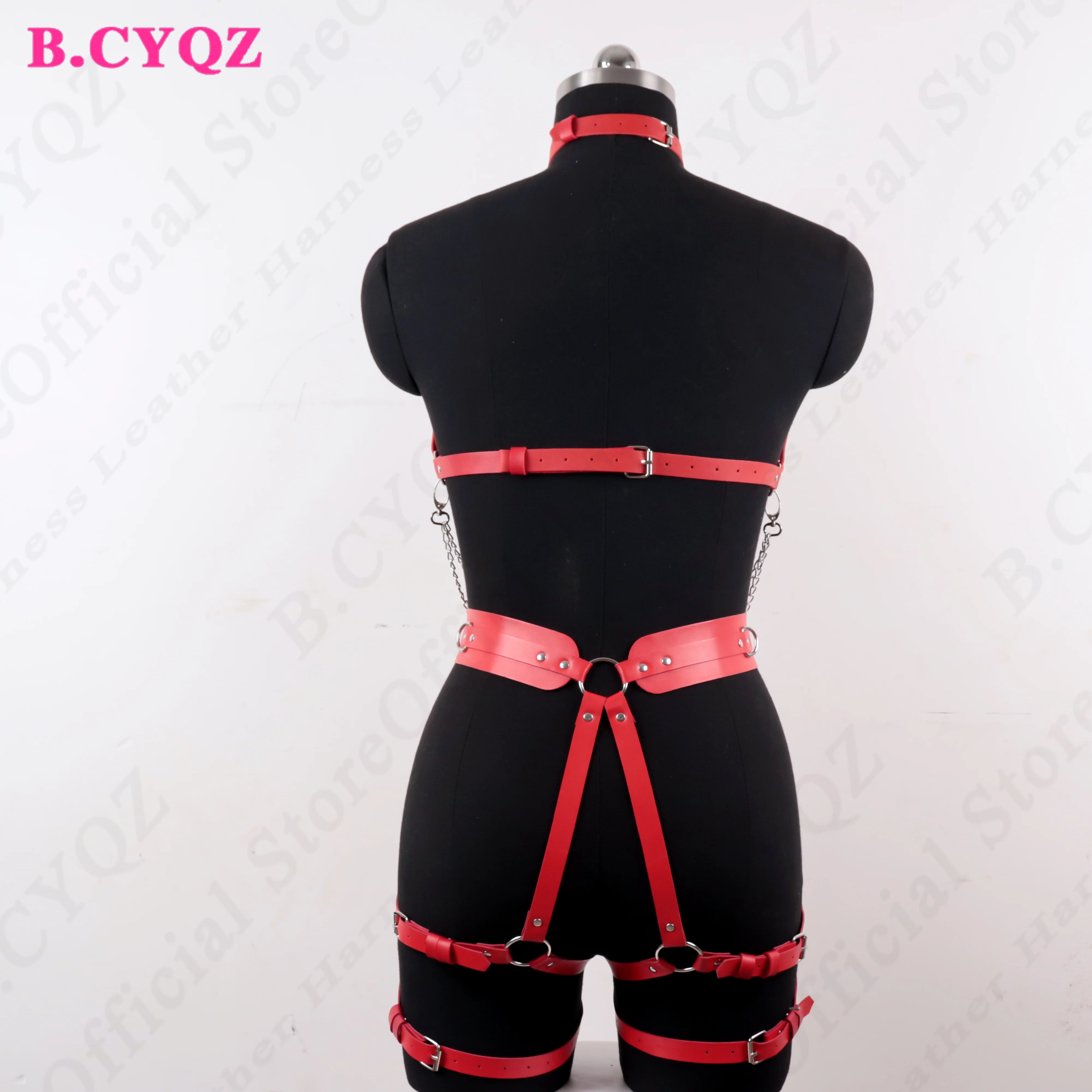 Sexy Body Bondage Woman Harness Garters Red Thigh Sword Belt PU Leather Leg Strap Bdsm Gothic Rave Festival Clothes Accessories