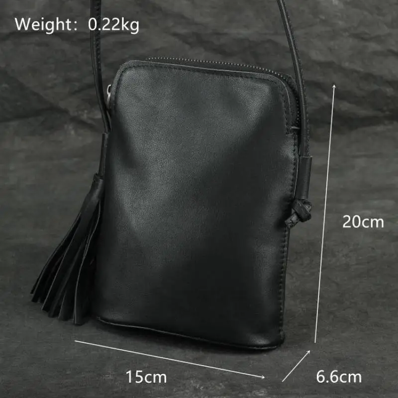 Johnature Mobile Phone Bag Women 2024 New Genuine Leather Tassel Shoulder & Crossbody Bags Retro Soft Cowhide Ladies Bags