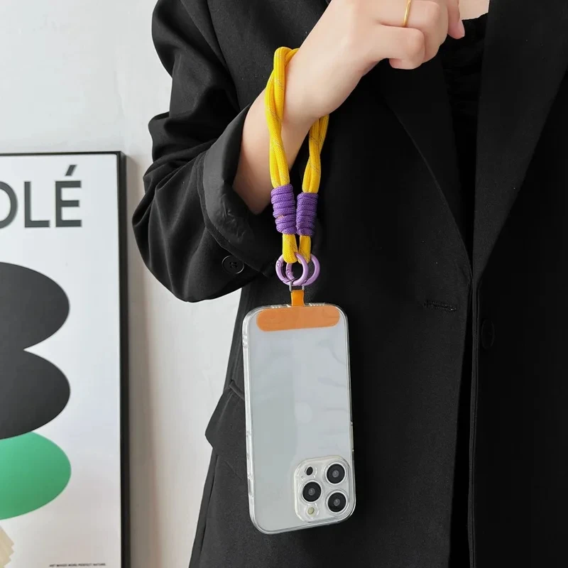 INS color Mobile Phone Lanyard Hanging Decoration Can Be Carried Twist Rope Anti-loss Pendant Fashion Strong Wrist Short Straps