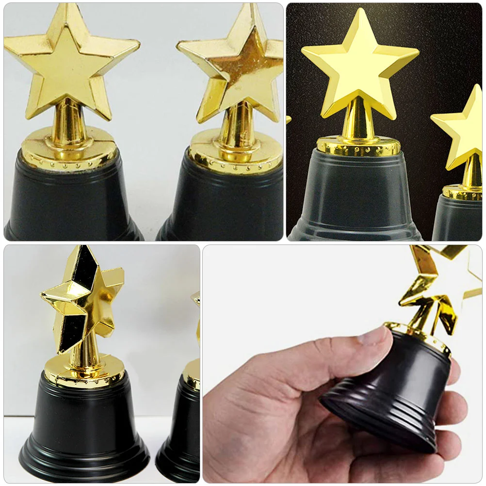 12 Pcs Star Trophy Set Gold Plated Multi Function for Kids Adults Compact Exquisite Kids Football Miniature Plastic Trophies