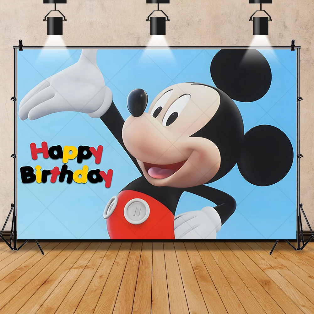 Disney Mickey Minnie Mouse Blue Boy Gift Birthday Party Banner Backdrop Custom Children Room Photography Poster Decor Background