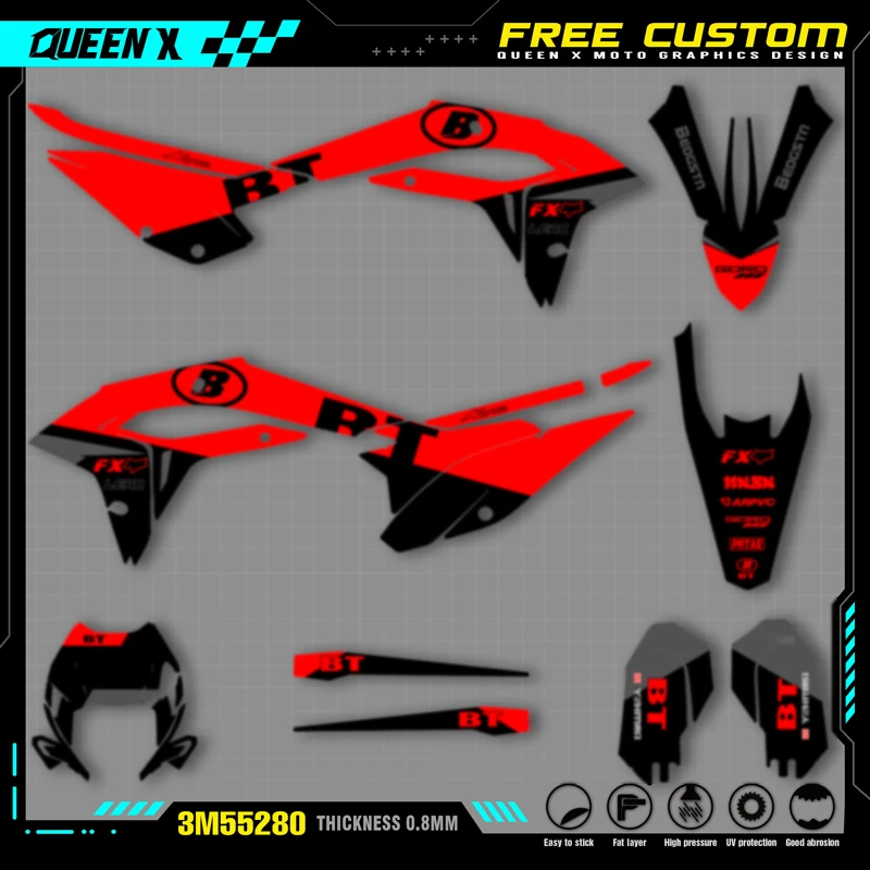 Queen x moto kit de decalque e adesivos gráficos da equipe de motocicleta para beta rr 2023 2024 2025 beta xtrainer 250 300 004