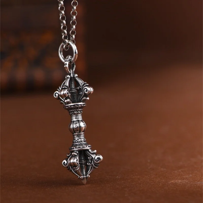 BOCAI S925 Sterling Silver Pendant for Men Women Retro Buddhist Vajra Pestle Amulet Charm Fashion Jewelry Wholesale