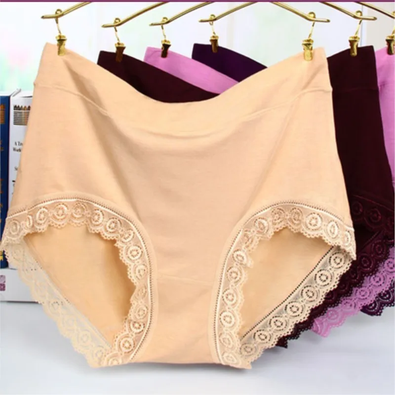 

2pcs Women Plus Size panties High Waist lace Underwear Cotton Crotch Breathable control Sexy panties underwear 60-120kg