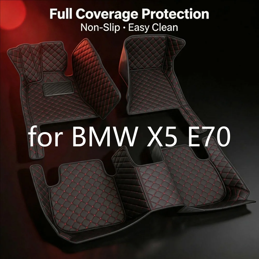 Maßgeschneiderte Auto-Fußmatten aus Leder für BMW X5 E70 2006–2013, 5-Sitzer, wasserdicht, rutschfest, verschleißfest, leicht zu reinigen, Auto-Fußmatten, Auto-Innenraum-Schutzteppich-Zubehör 1566