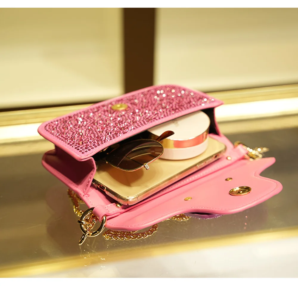 Sac à main multifonctionnel incrusté de diamants, petit sac carré à portée diagonale simple, petite taille, 2025