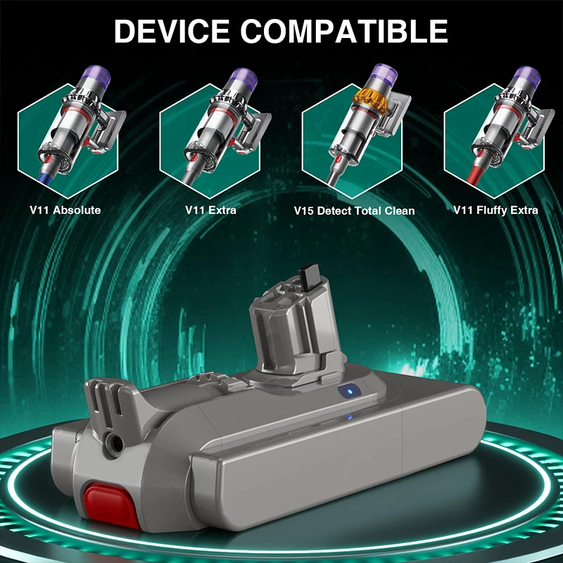 

Новый аккумулятор для беспроводного пылесоса Dyson V11-sv15, совместимый с моделями Dyson V11 DT, Abs, SV15, V11 Animal, Absolute, Fluffy.