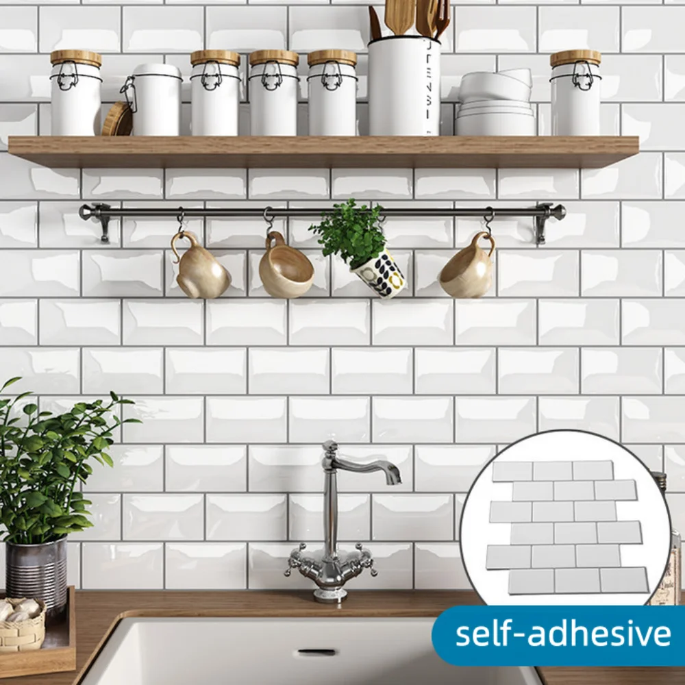2/1pcs 3D Subway Tile Peel and Stick Backsplash,Self Adhesive marble exterior wall tiles，European style 3D wall sticker