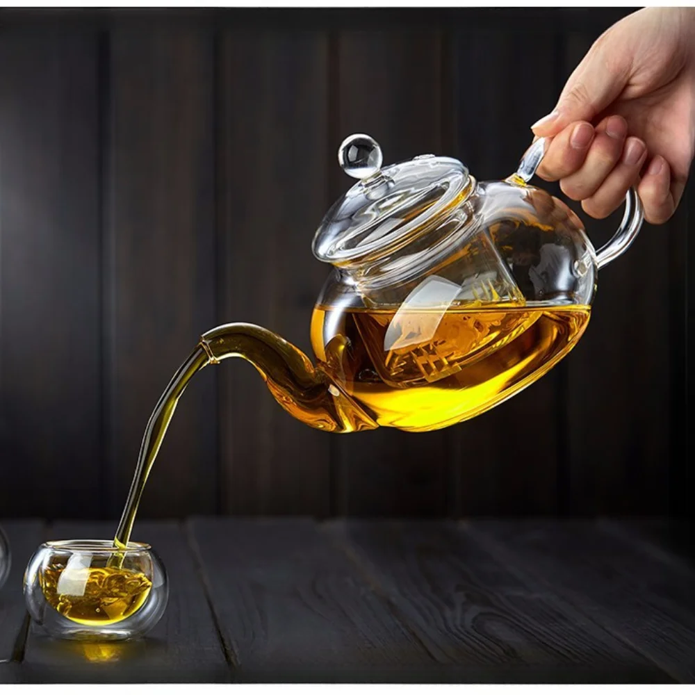400ml/1000ml Heat-Resistant Glass Teapot with Infuser, Flower Tea Kettle for Kung Fu Tea, Puer & Oolong Teapot Set