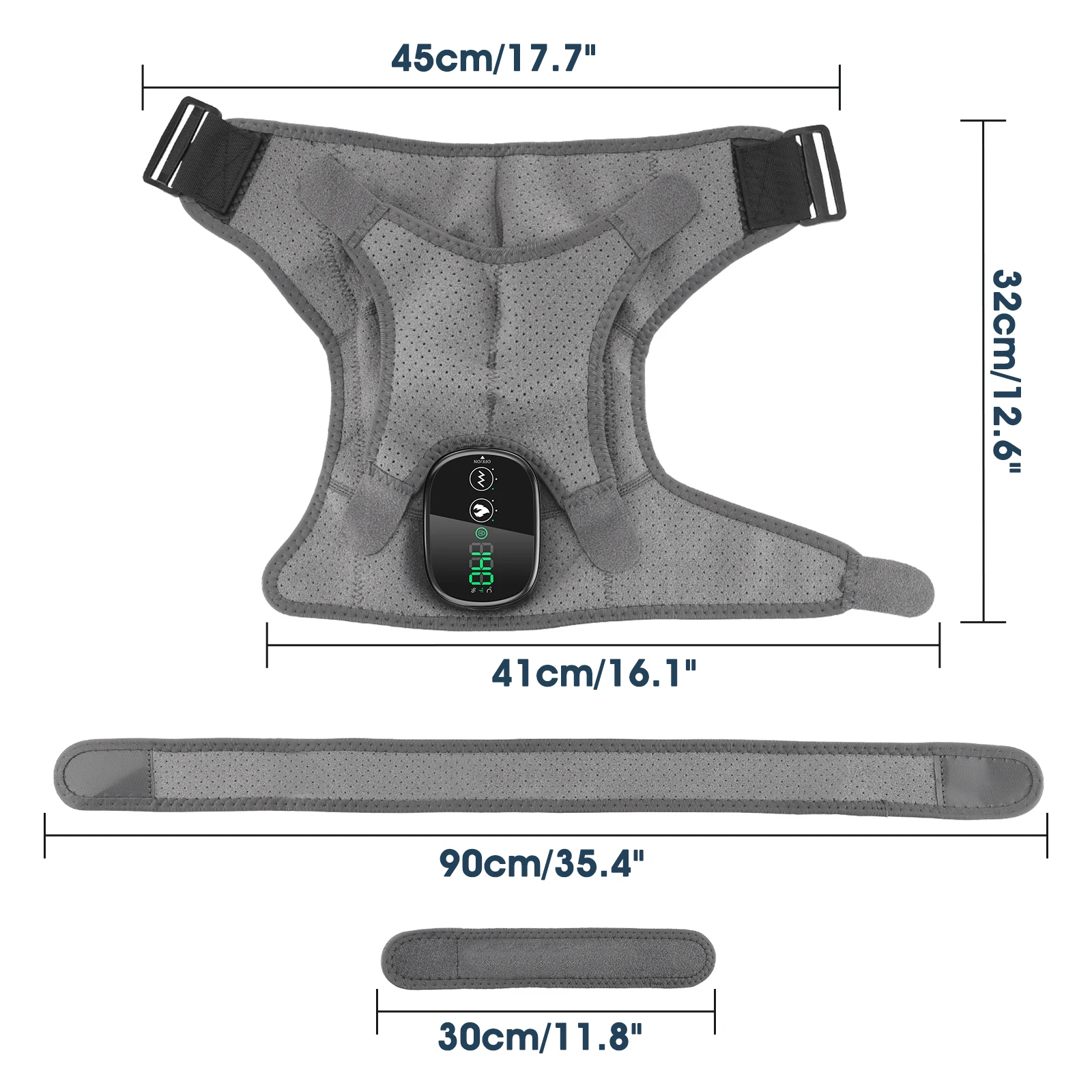 Heated Shoulder Massager Wrap Electric Vibration Massage Support Strap Smart LED Display Cordless Heating Pad Muscle Relaxation