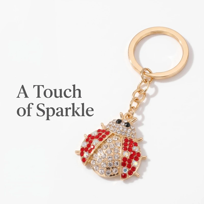 New European and American Women Ladybug Keychain Cute Insect Charm Key Chain Gift Reative Car Key Men's Keychain Accessory