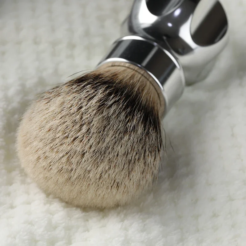 YAQI Minimalism Gemini 24mm Anodized Metal Handle Silvertip Badger Hair Shaving Brush For Mens Porfessional Care Face Tool