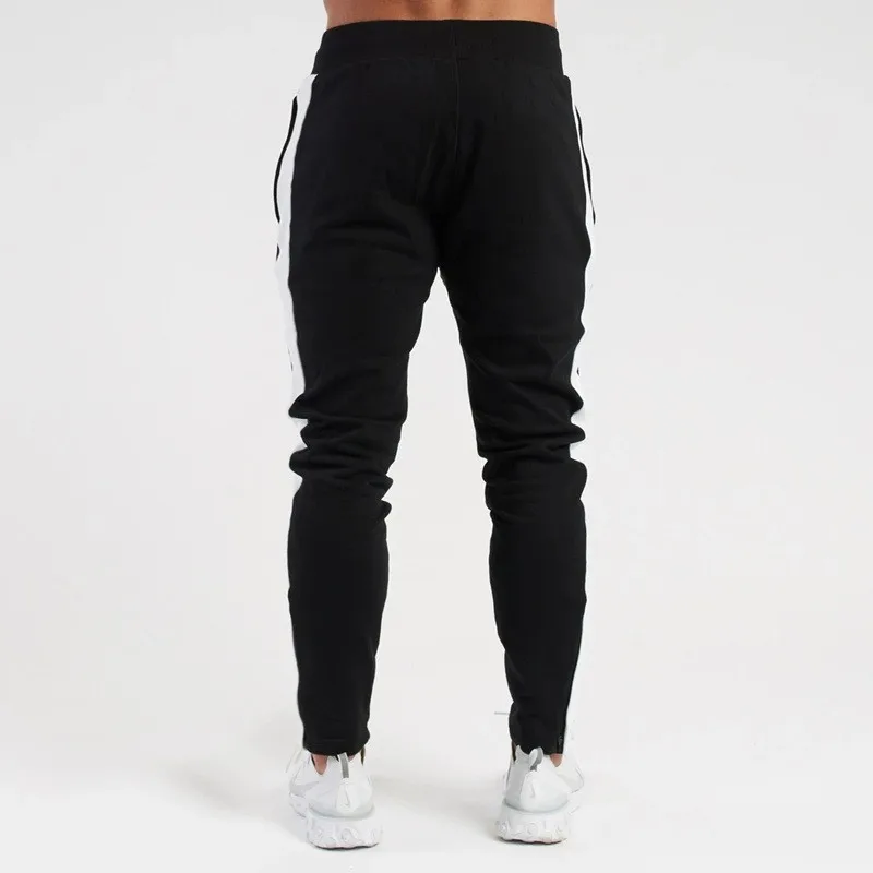 2025 New Winter Color-blocking Plus Velvet Warm Foot Men's Sports Fitness Casual Pants Men