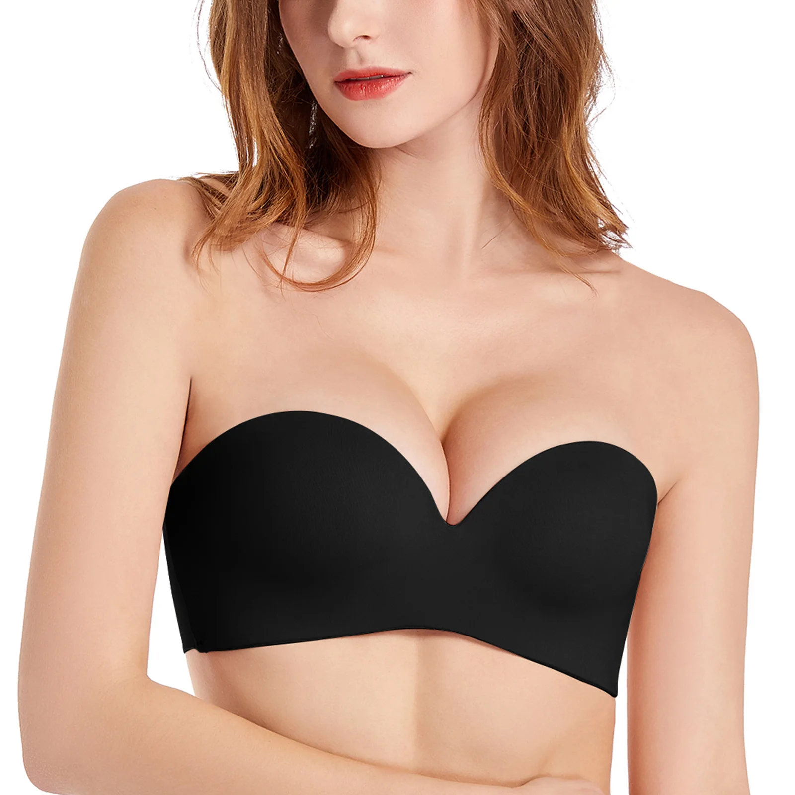 

YBCG Multi-way Sexy Strapless Bras For Women Everyday Wireless Padded Push Up Invisible Bra Silicone Straps Adjusted Convertible