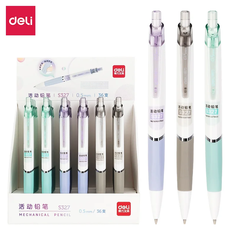 36Pcs Deli S327 0.5mm Mechanical Pencil School Student Supplies Stationery