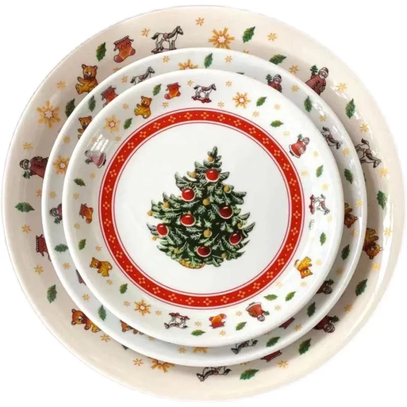 Christmas High Temperature Ceramic Plate Set Christmas Tree Western Food Plate Lovely Coffee Cup Bowl Rich Variety Christmas Set