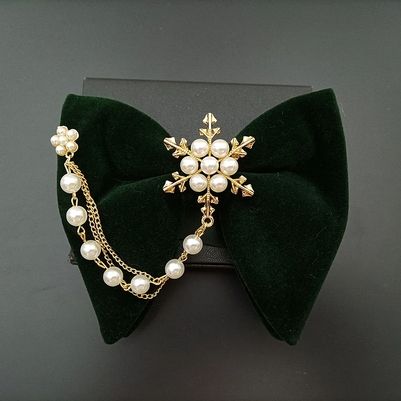 Vintage Herren Fliege Perlenkette Samtkragen Blume Britisch Koreanisch Hochzeit Business Bankett Host Kleid Zubehör Fliege – Detail 3
