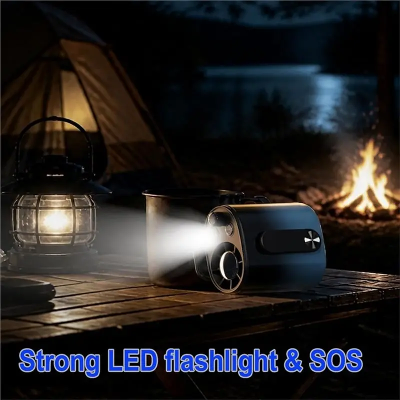 BABZ Portable Clip on Waist Fan with Flashlight 16000RPM 1-100 Speed Strong for Airflow 360° Mini Rechargeable for Outdoor