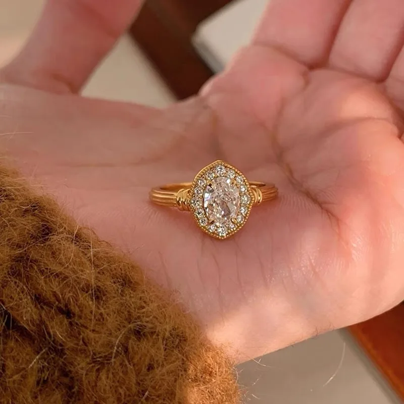 

925 Sterling Silve Green Crystal Geometry Ring Square Retro Sweet Jewelry Birthday Gift Dropshipping