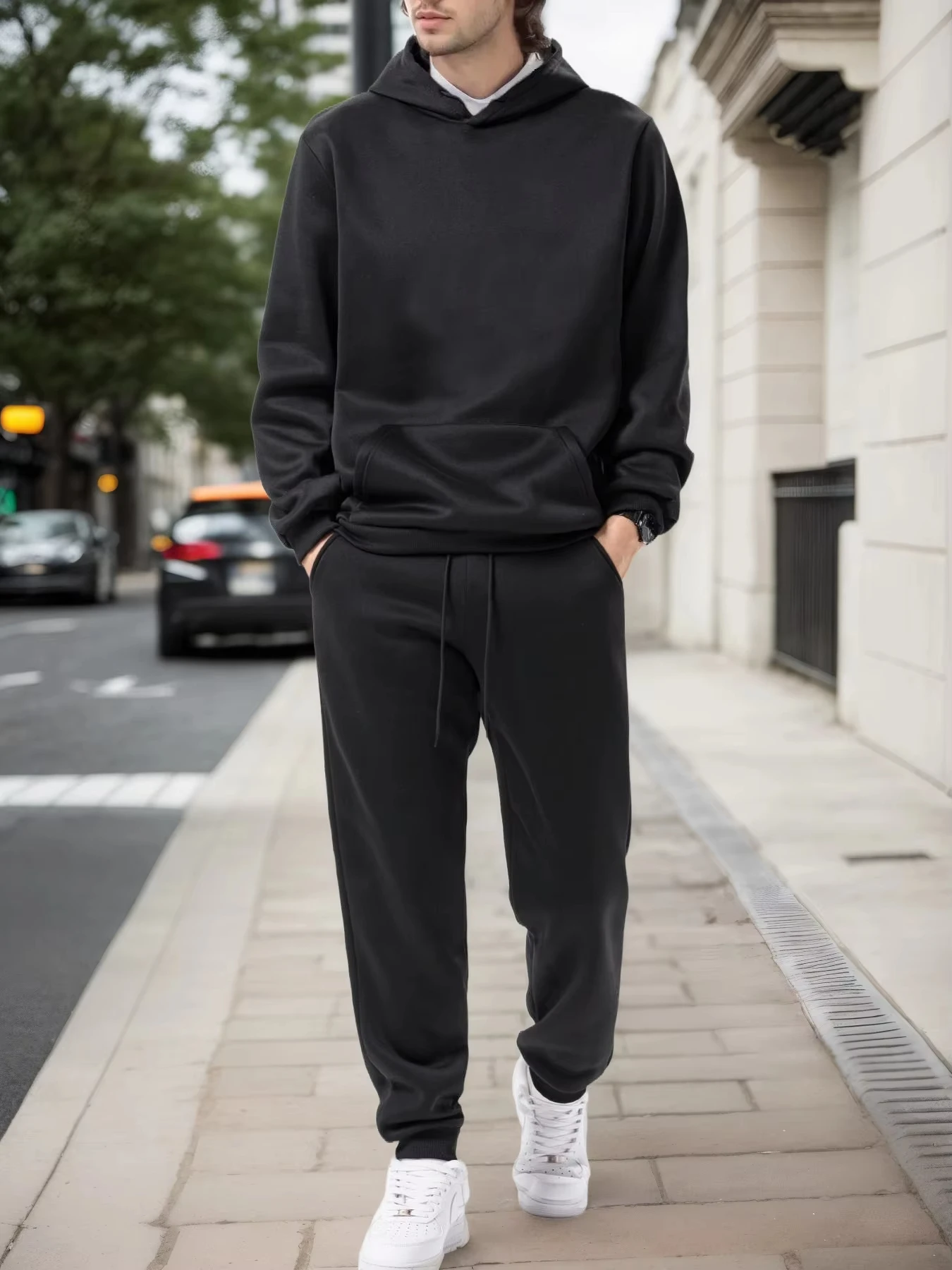 Mens Autumn Winter Solid Color Hoodie Joggers Two Piece Set Eco Friendly Casual Sportswear Tracksuit Outdoor Fashion tracksuit