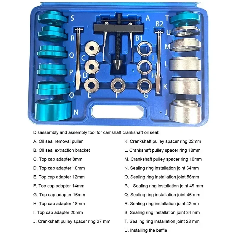 Car Hand Crankshaft Camshaft Oil Seal Removal Installation Puller Adapters Kit Universal Removal Repair Tool for Automobile