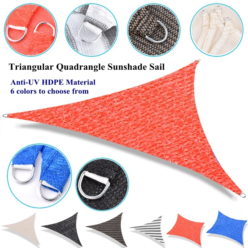 

6 Colors Anti-UV HDPE Triangular Sunshade Sail Quadrangle Outdoor Awning Garden Patio Sun Shelter Deck Beach Pool Shading Cloth