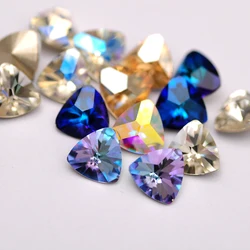 High Quality 10PCS 6mm 9mm Triangle Shape Crystal Glitter Glass Rhinestones Colorful Nail Accessories 3D DIY Fancy Stones