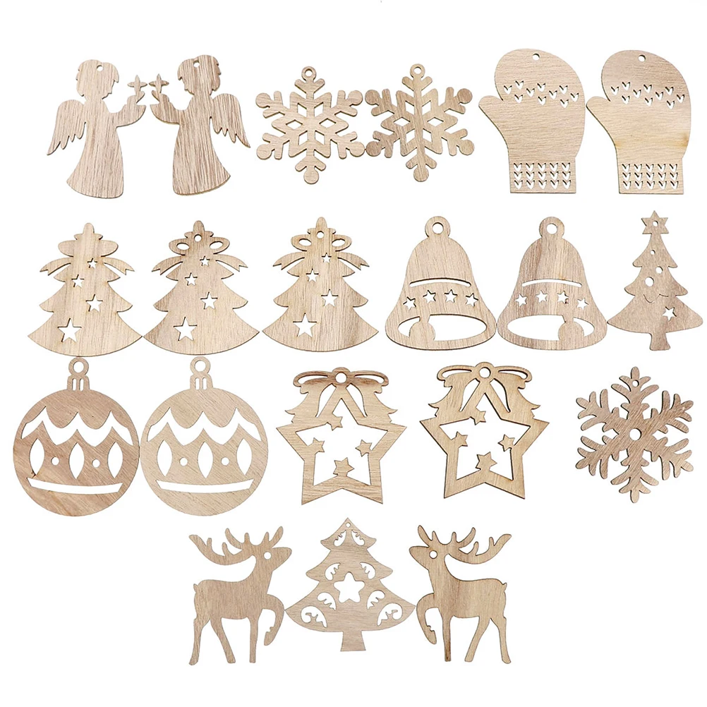 

20Pcs Christmas Wooden Hangings Safe Healthy Festival Decorations for Home and Parties Hanging Wooden Tag