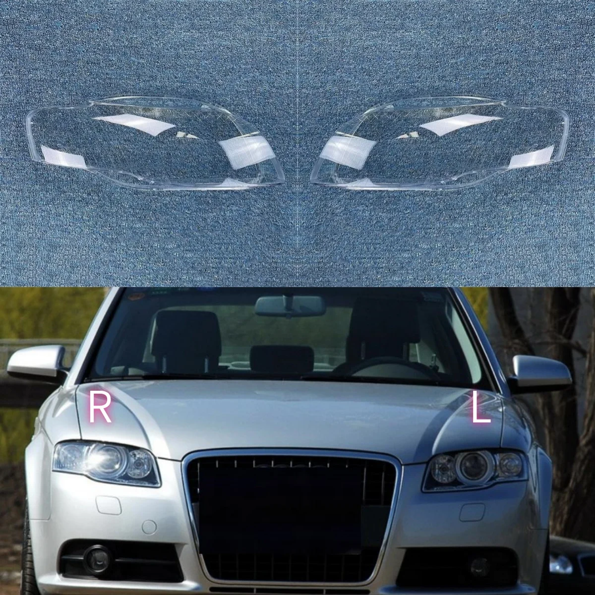 

Для Audi A4 B7 2006 2007 2008, абажур передней фары, маска, прозрачная крышка объектива, замена оригинального абажура