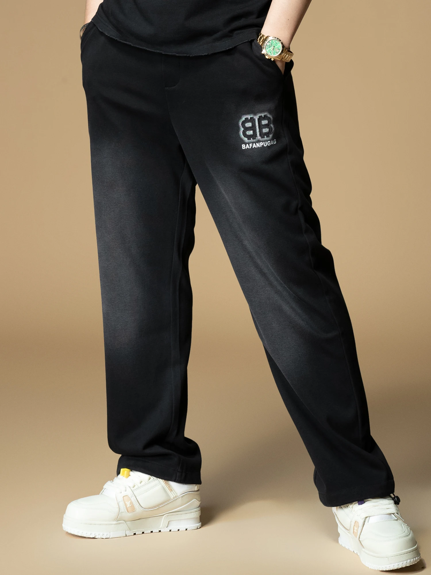 

Новые летние мужские свободные брюки прямого кроя с градиентным цветом, широкие спортивные штаны, модные брендовые молодежные брюки в активном стиле