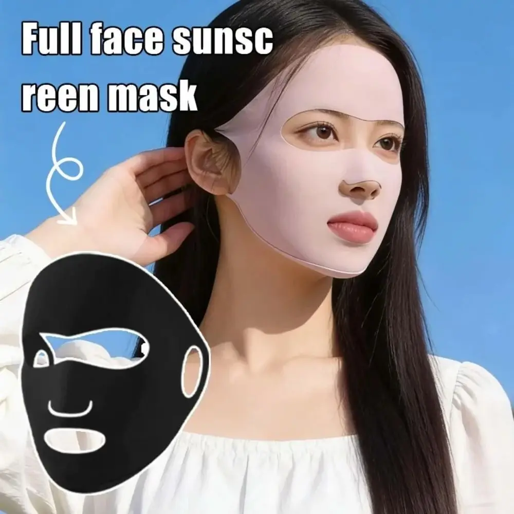 

Fashion Ice Silk Sun Protection Mask Breathable Full Face Anti-UV Neck Scarf Sunscree Adjustable Sunshade Face Mask Outdoor