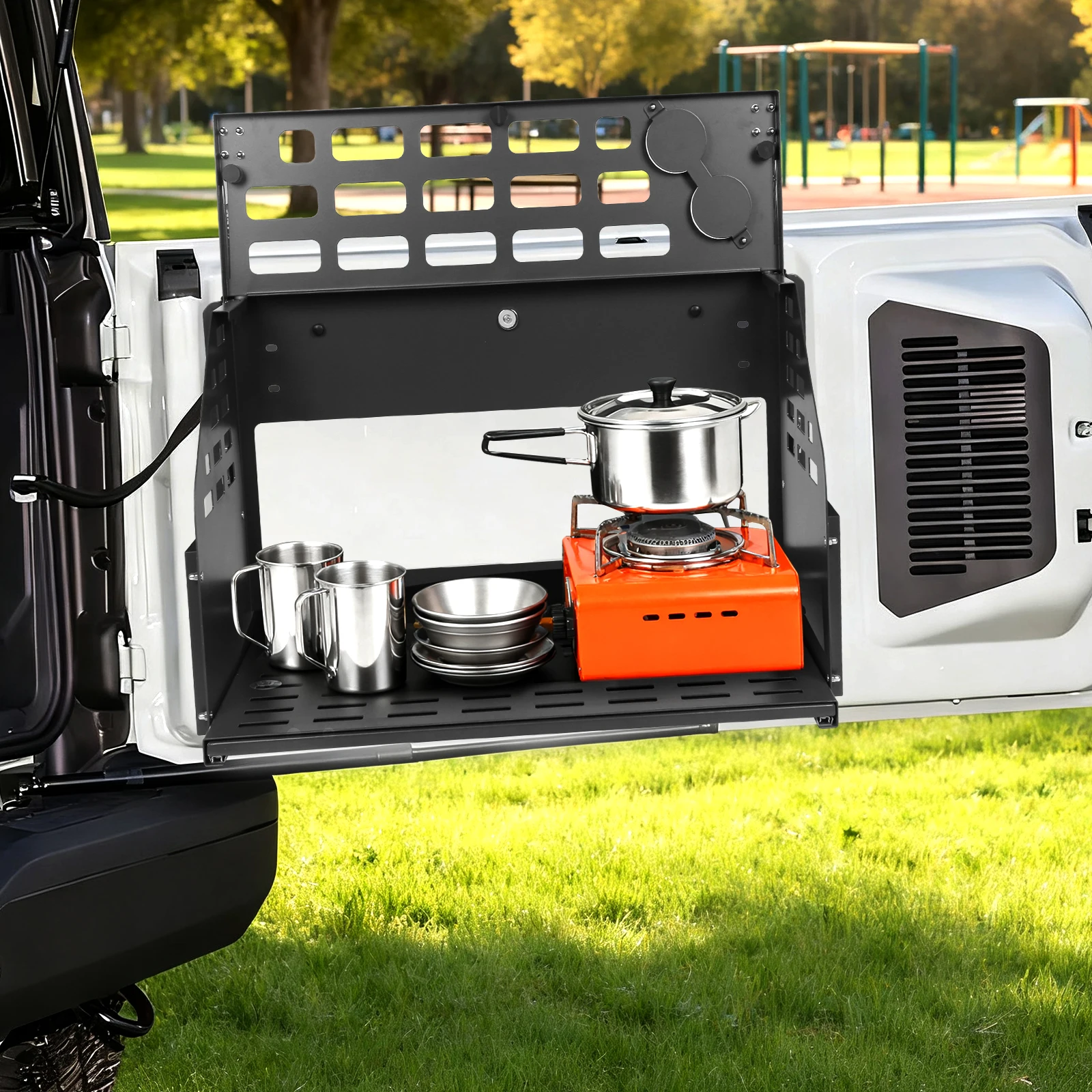 

Для Ford Bronco 21-24 внедорожная стойка для хранения задней двери, износостойкий складной верстак, авто, стойка для кемпинга, пикника, принадлежности для хранения автомобиля