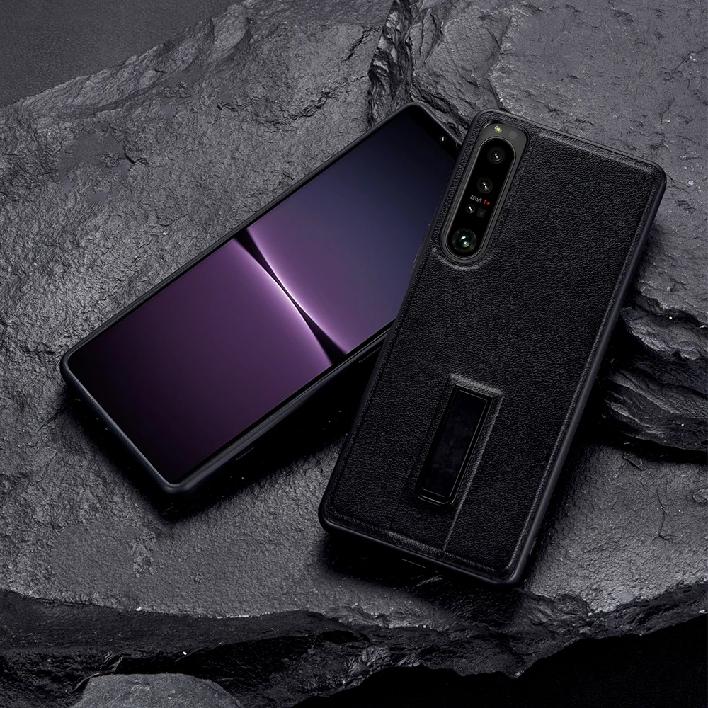 Metal Kickstand Case for Sony Xperia 1 5 10 III 5 II 10 IV Plain PU Leather Shockproof Case Cover for Xperia 1 IV 5 IV XQ-CT54
