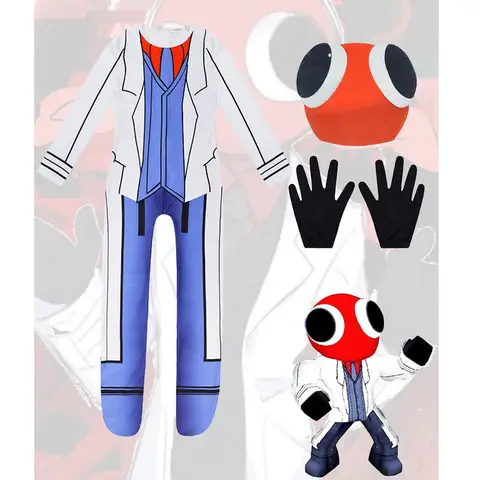 Juego de Halloween Rainbow Friends Red Ant Guy disfraz de Cosplay mono vestido elegante máscara guantes conjunto traje infantil monos estampados