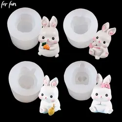 For Fun Easter Rabbit Shaped Silicone Candle Mold Aromatherapy Plaster Resin Ice Cube Soap Baking Mold Candle Making Home Decor