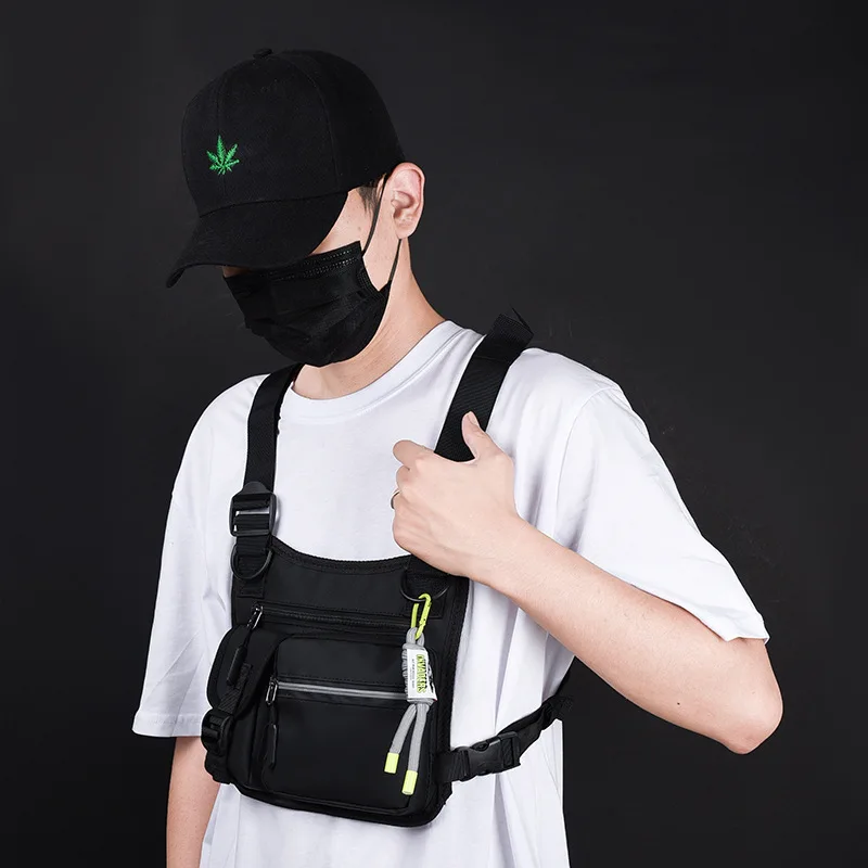 Waterproof Oxford multi-purpose men's tactical chest bag, cycling vest bag, camouflage sports reflective lightweight backpack