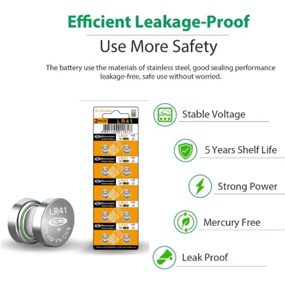 5-10PCSCell عملة بطارية ليثيوم AG3 40mAh زر بطاريات SR41 192 L736 384 SR41SW CX41 LR41 392 مصباح سلسلة إصبع ضوء ساعة #6