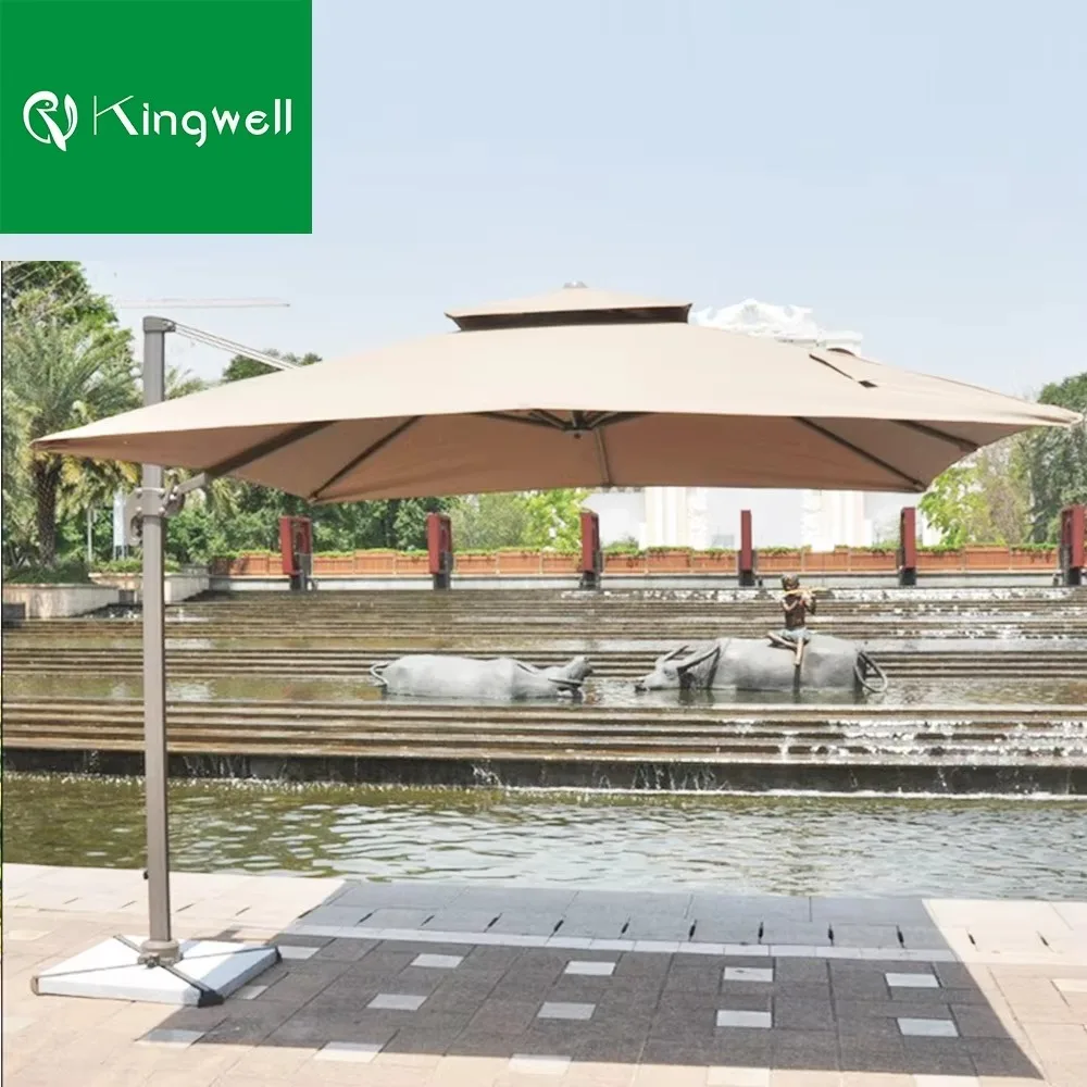 Top Selling Aluminum Alloy Frame Garden Big Umbrella Outdoor Pool Stand Parasols Umbrellas Parasol for Restaurant With LED
