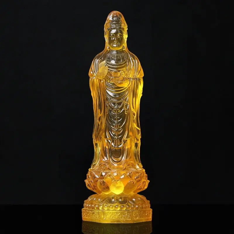 Resin Water Glaze South Sea Goddess of Mercy Buddha Statue Home Offerings Guanyin Bodhisattva Ornaments