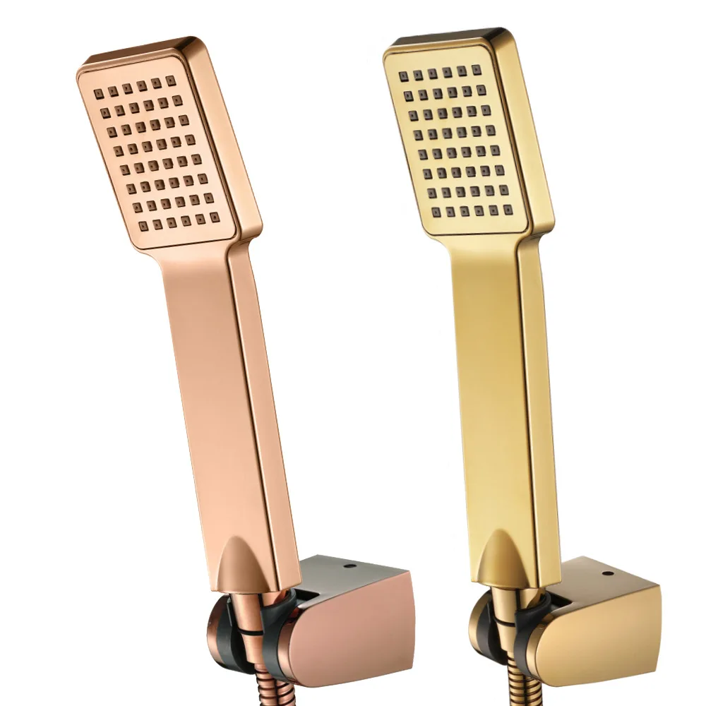 Bathroom Home ABS hand Shower Set Gold/Rose Gold Shower Square Sprayer With Stand and 1.5m Hose