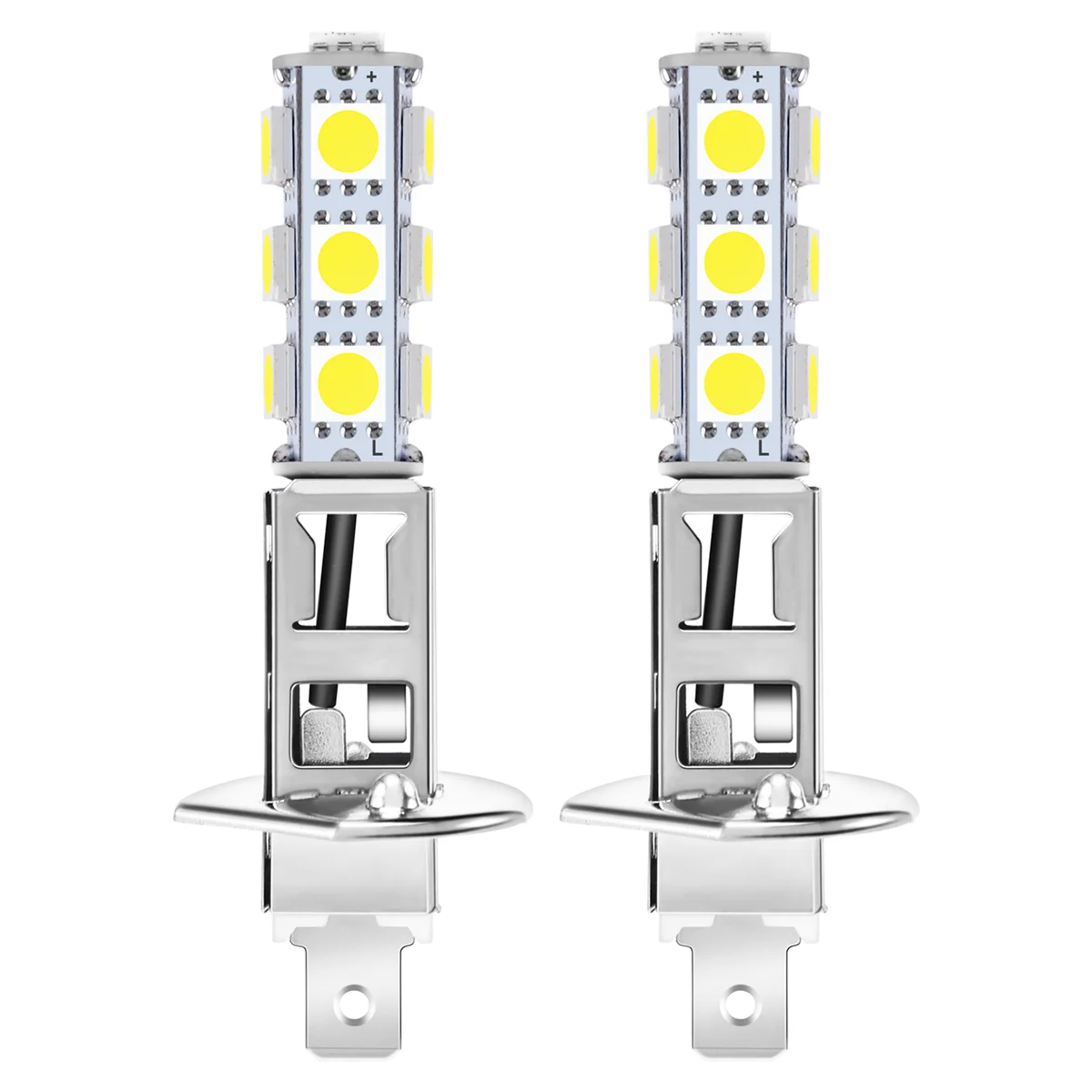 Lámpara de faro delantero para coche, 2 piezas, H1, blanco, 13 SMD, 5050 chips LED