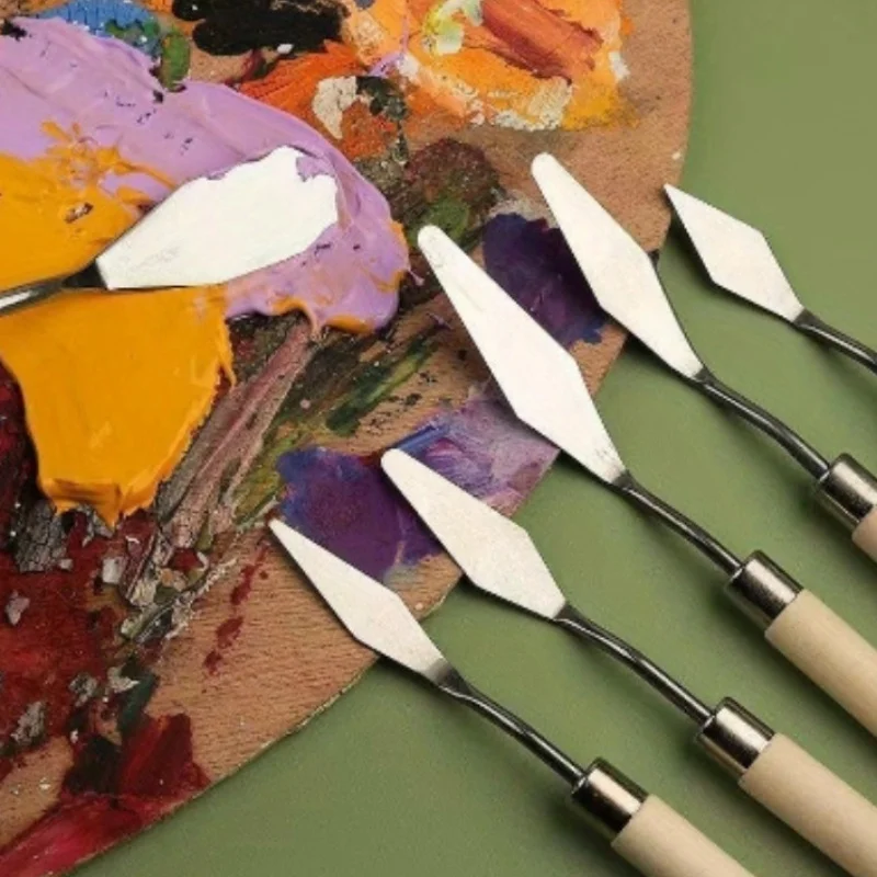 7Pcs Stainless Steel Oil Painting Knives Artist Crafts Spatula Palette Knife Mixing Knife Scraper Art Tools