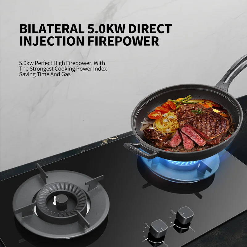 卸売ダブルバーナーガスストーブ強化ガラス黒 NG ガス炊飯器セラミック表面内蔵家庭用設置天然ガス