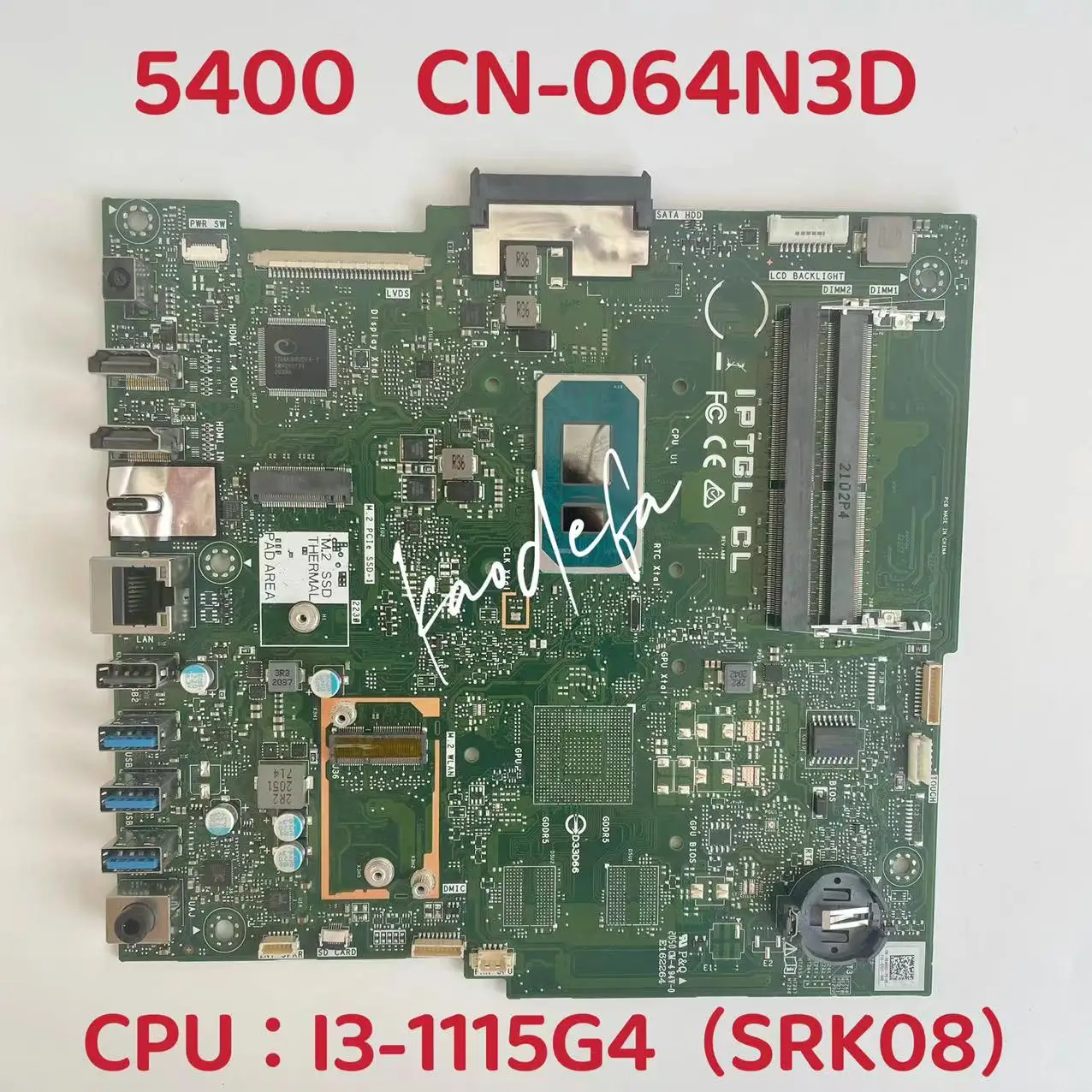 

CN-064N3D 064N3D 64N3D Mainboard For DELL Inspiron 5400 Laptop Motherboard CPU: I3-1115G4 SRK08 UMA DDR4 100% Test OK