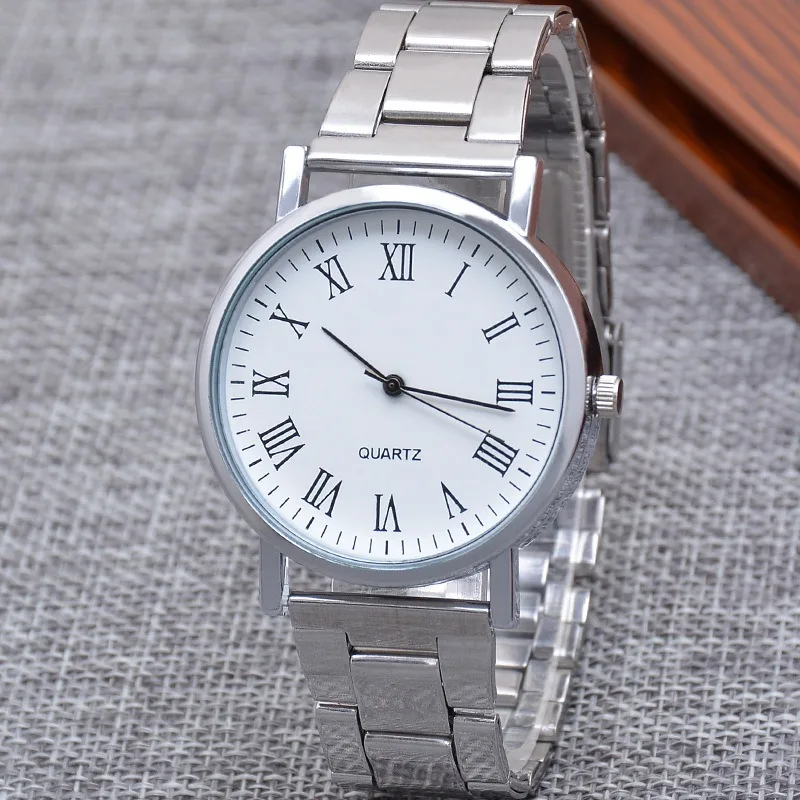 Men's Watch Casual Silver Alloy Band Male Quartz Watches Silver Elegant Male Atmosphere Men Watch Clock Relogio Masculino