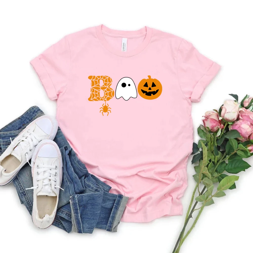 Halloween Boo Tshirt Halloween Ghost T Shirt Women Graphic T Shirts Short Sleeve Cute T-shirts Pumpkin Gift Shirt Fall Tees Tops