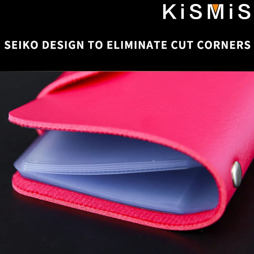 حافظة بطاقات جديدة من جلد البولي يوريثان مكونة من 24 فتحة من KISMIS - حامل بطاقات العمل وجواز السفر للرجال والنساء